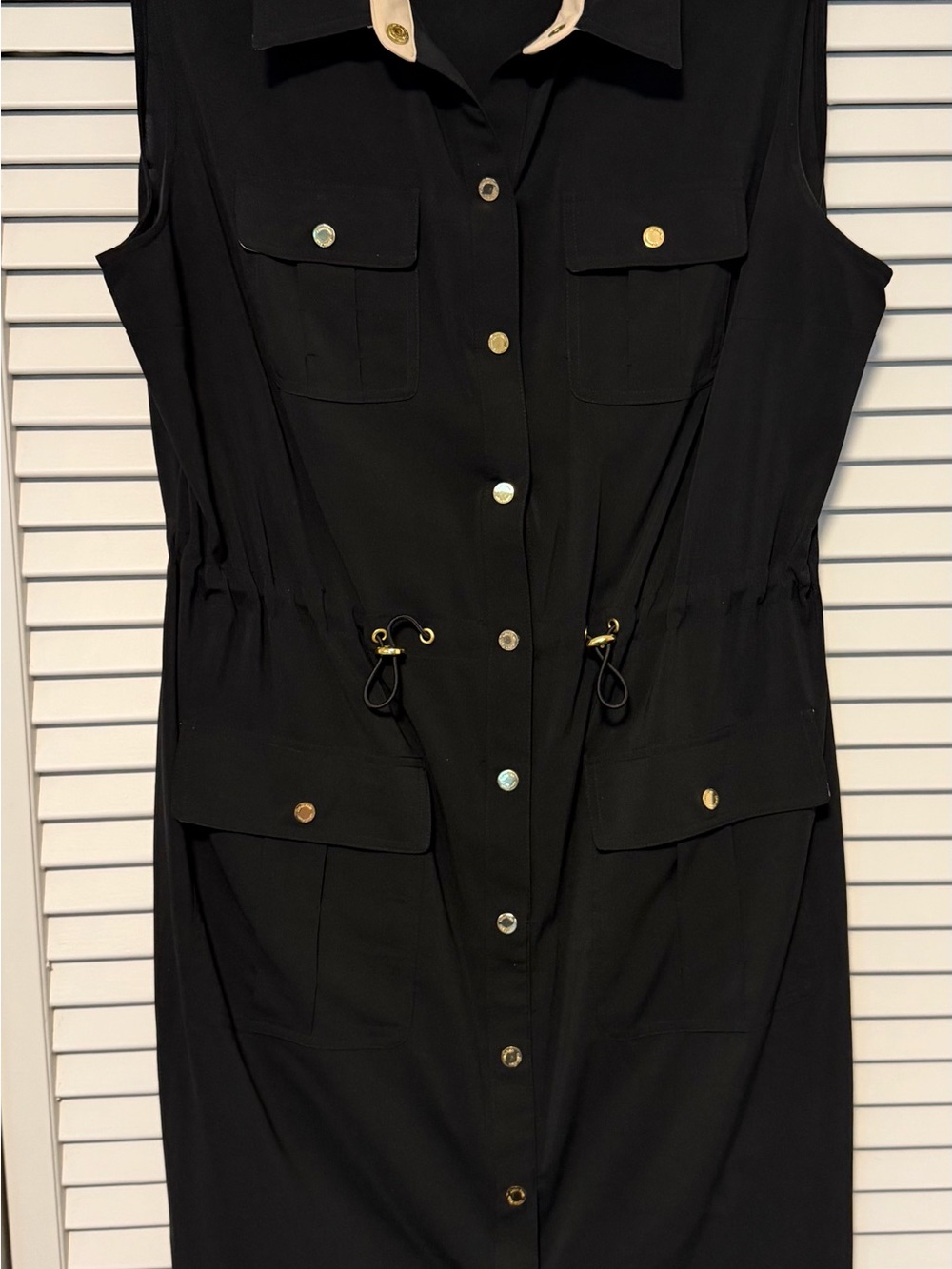 Calvin Klein Black Utility Safari Shirt Dress Size 12